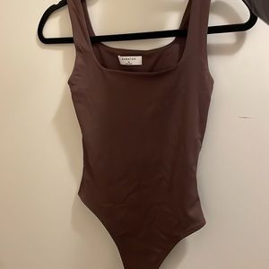 ARITZIA BABATON Contour Squareneck Bodysuit in Rich mocha brown - size XS